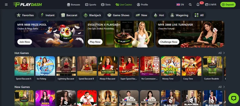 Playdash live casino