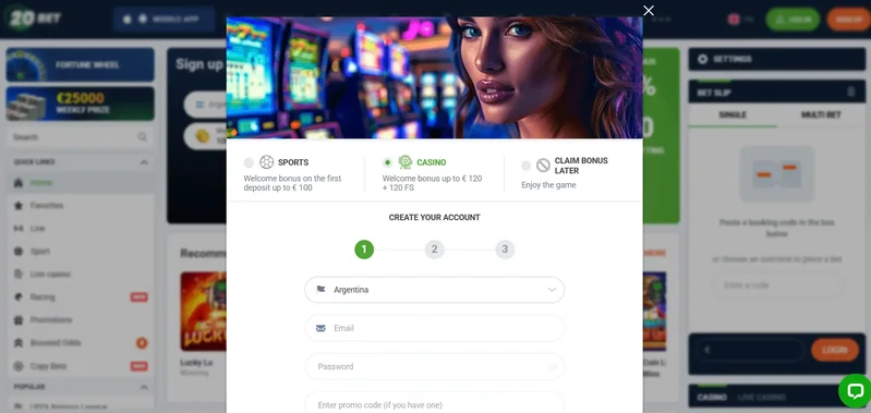 20Bet registration