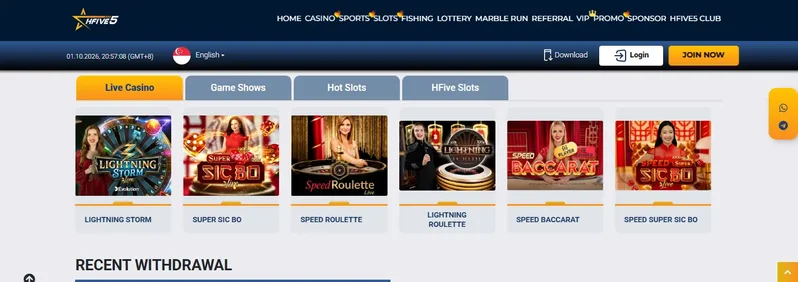 HFIVE5 live casino