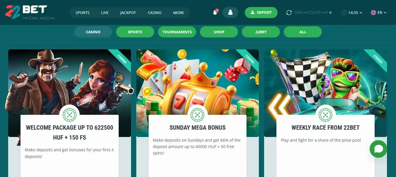 22Bet bonuses